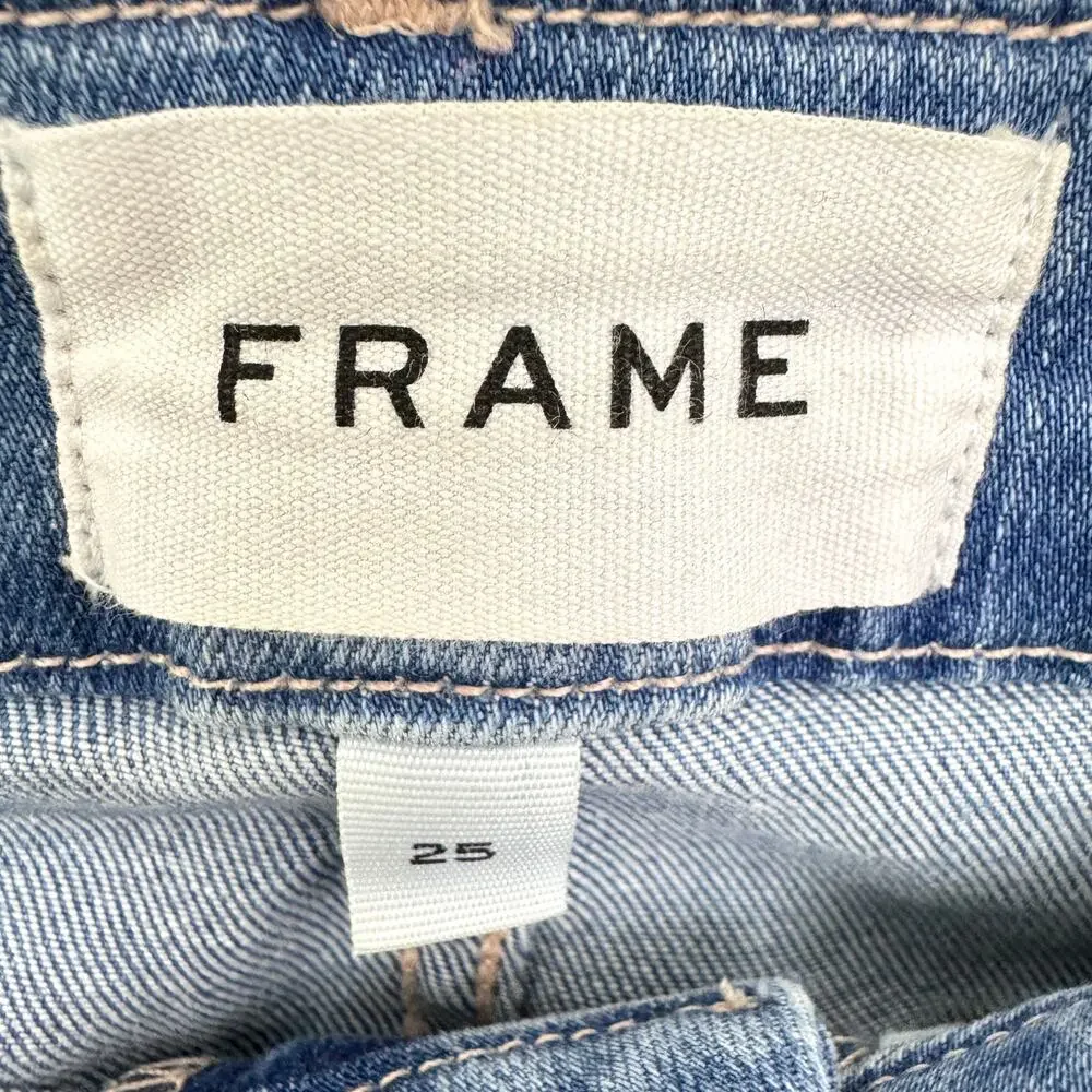 Frame Womens Le Crop Mini Boot Jeans Size 25 Raw Hem Stretch Casual Blue Europa - Picture 3 of 11